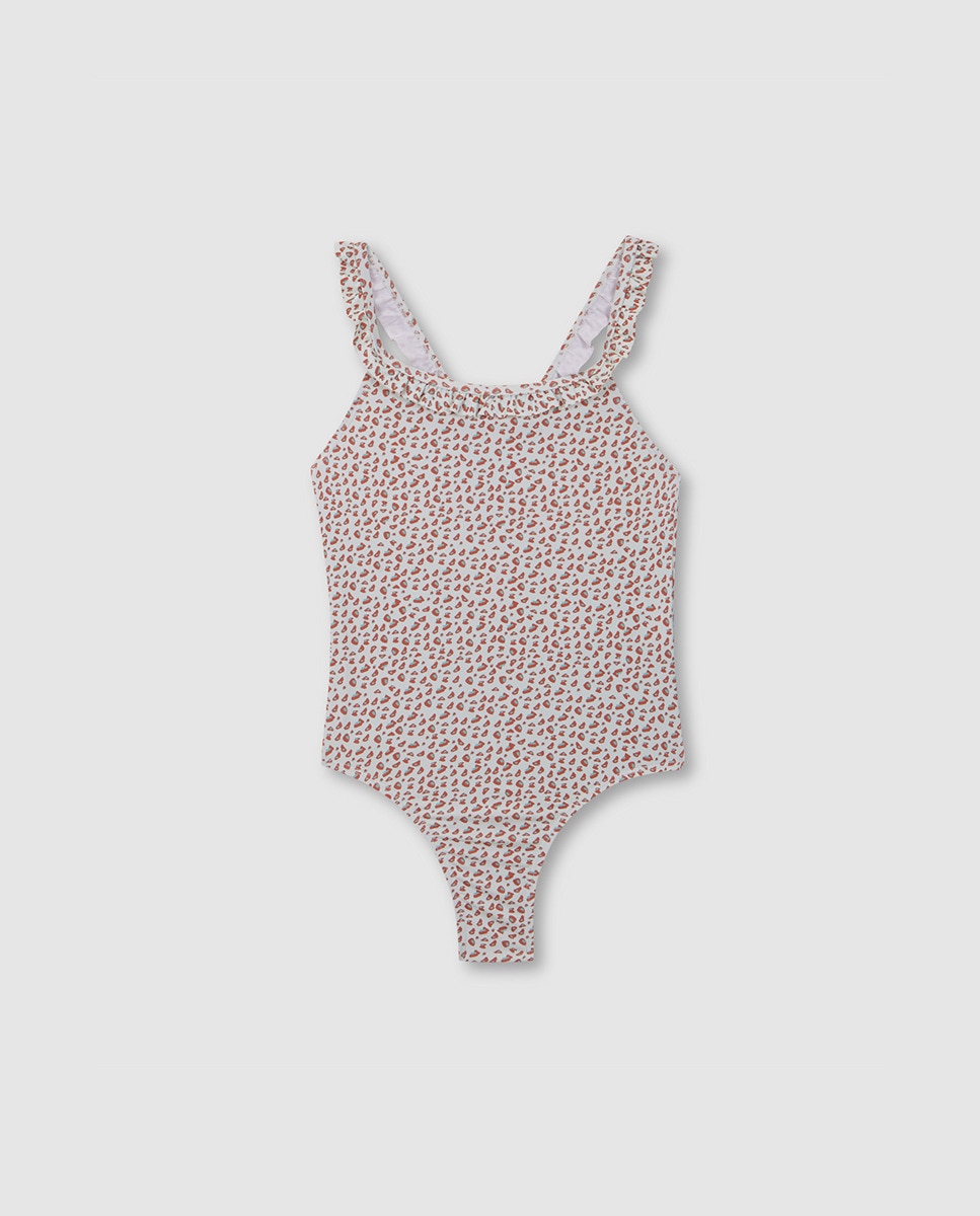 Fato de Banho Estampado com Animal Print Gocco Coral-2