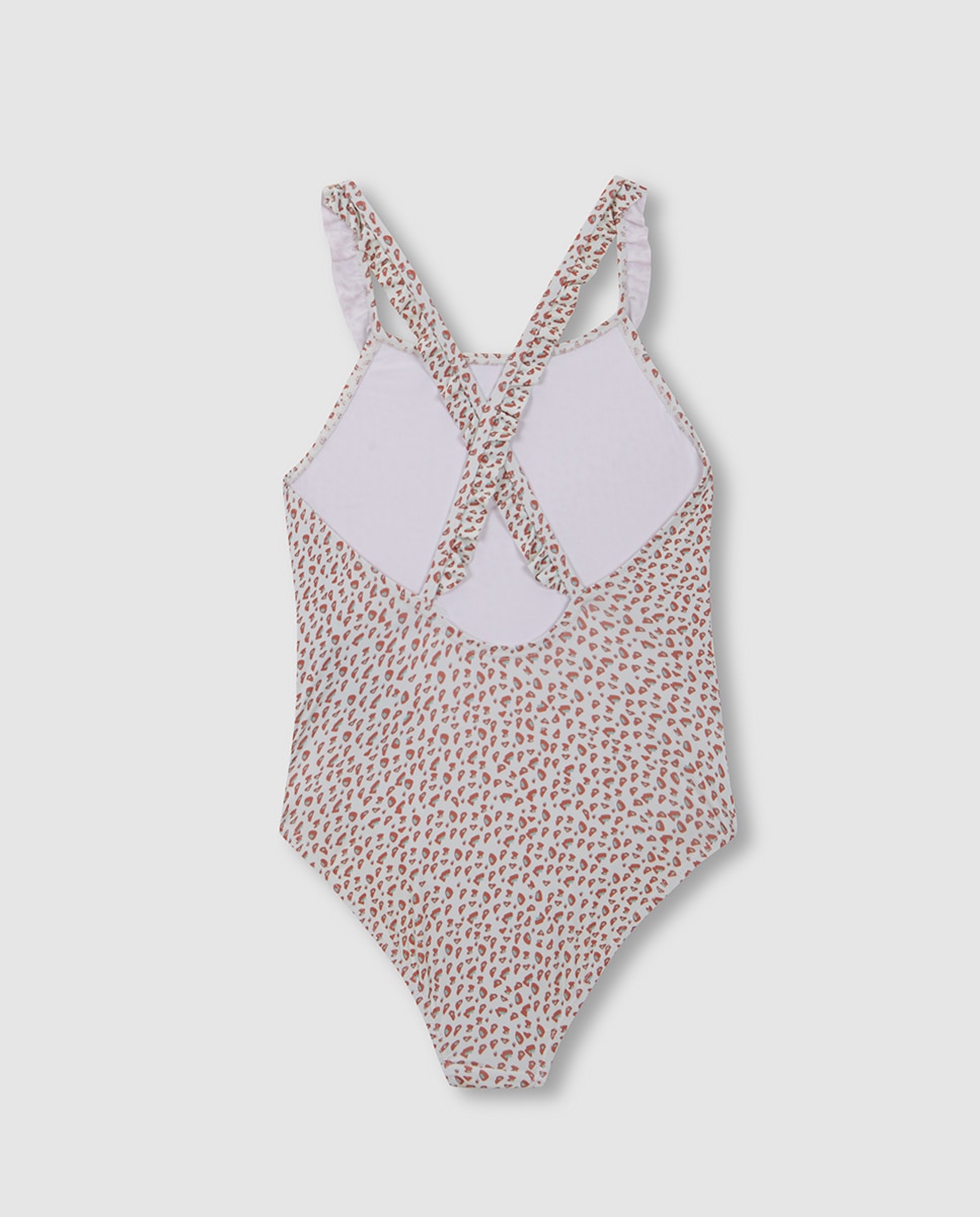 Fato de Banho Estampado com Animal Print Gocco Coral-3
