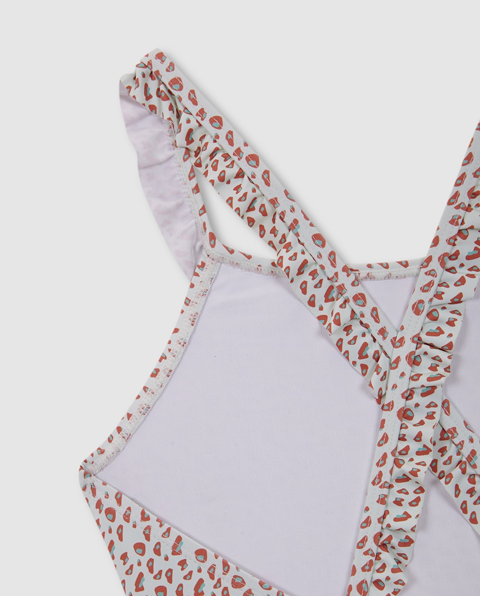 Fato de Banho Estampado com Animal Print Gocco Coral-5