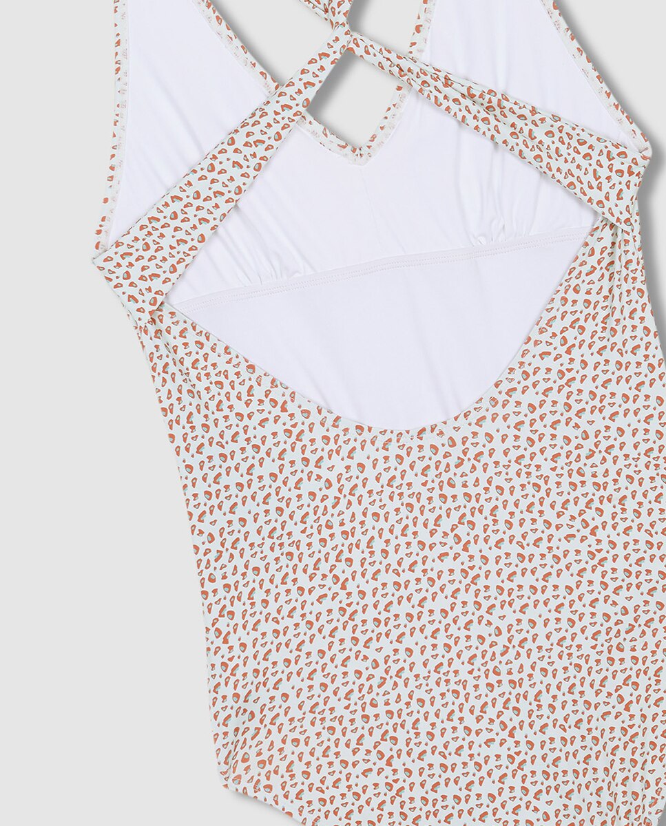 Fato de Banho com Animal Print Gocco Coral-5
