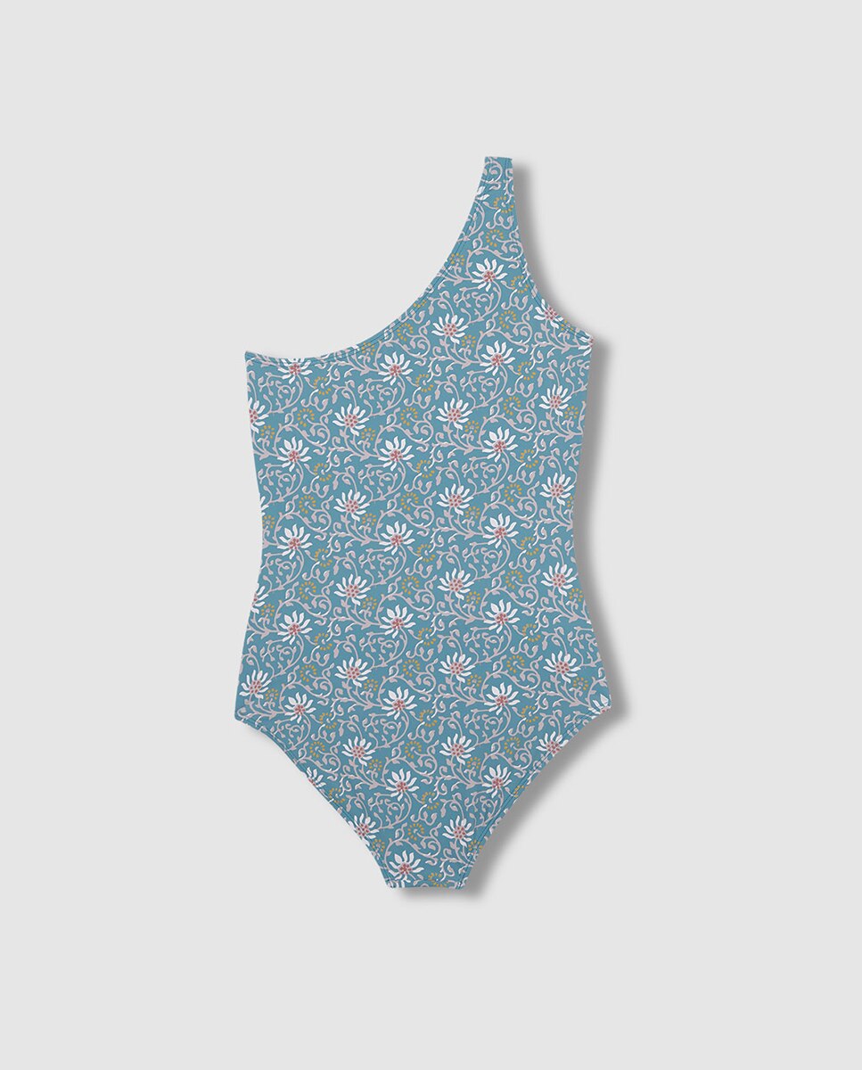 Fato de Banho com Estampado Floral Azul-2