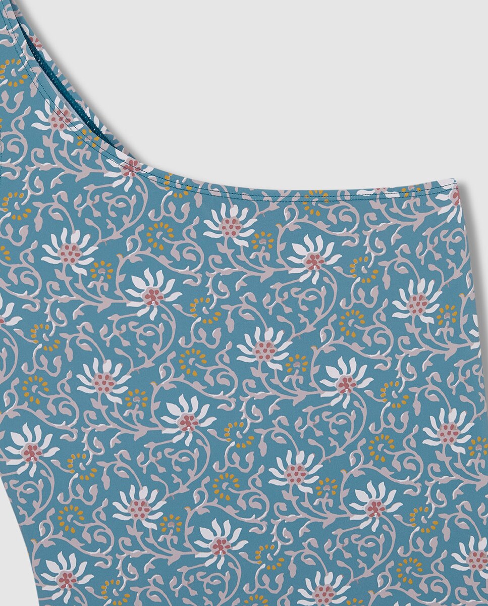Fato de Banho com Estampado Floral Azul-3