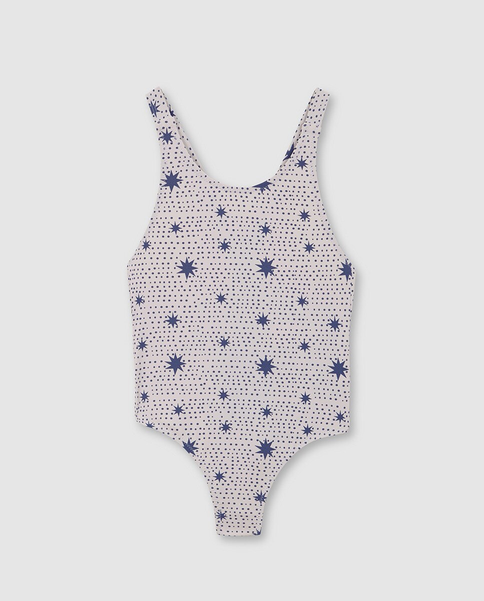 Fato de Banho com Estampado de Estrelas Azul-3