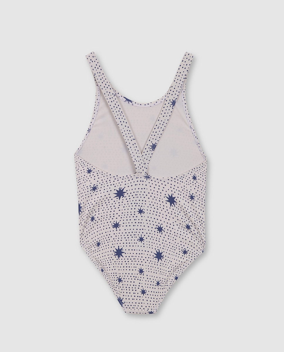 Fato de Banho com Estampado de Estrelas Azul-4