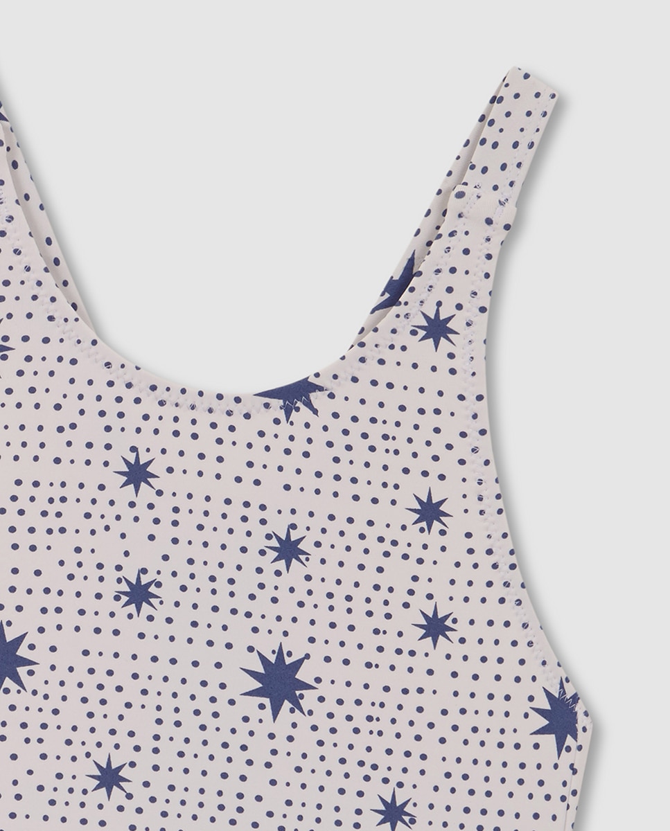 Fato de Banho com Estampado de Estrelas Azul-5