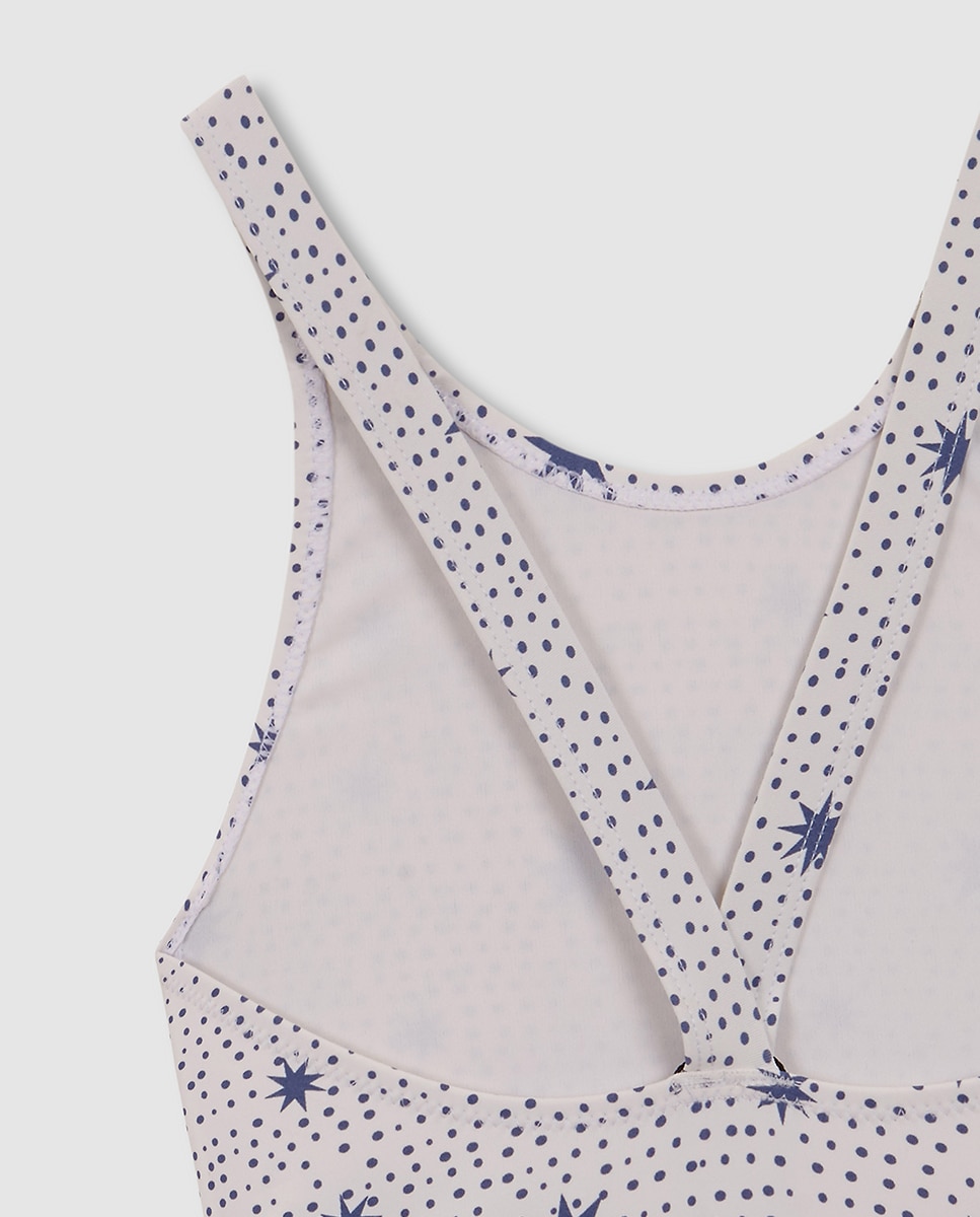 Fato de Banho com Estampado de Estrelas Azul-6