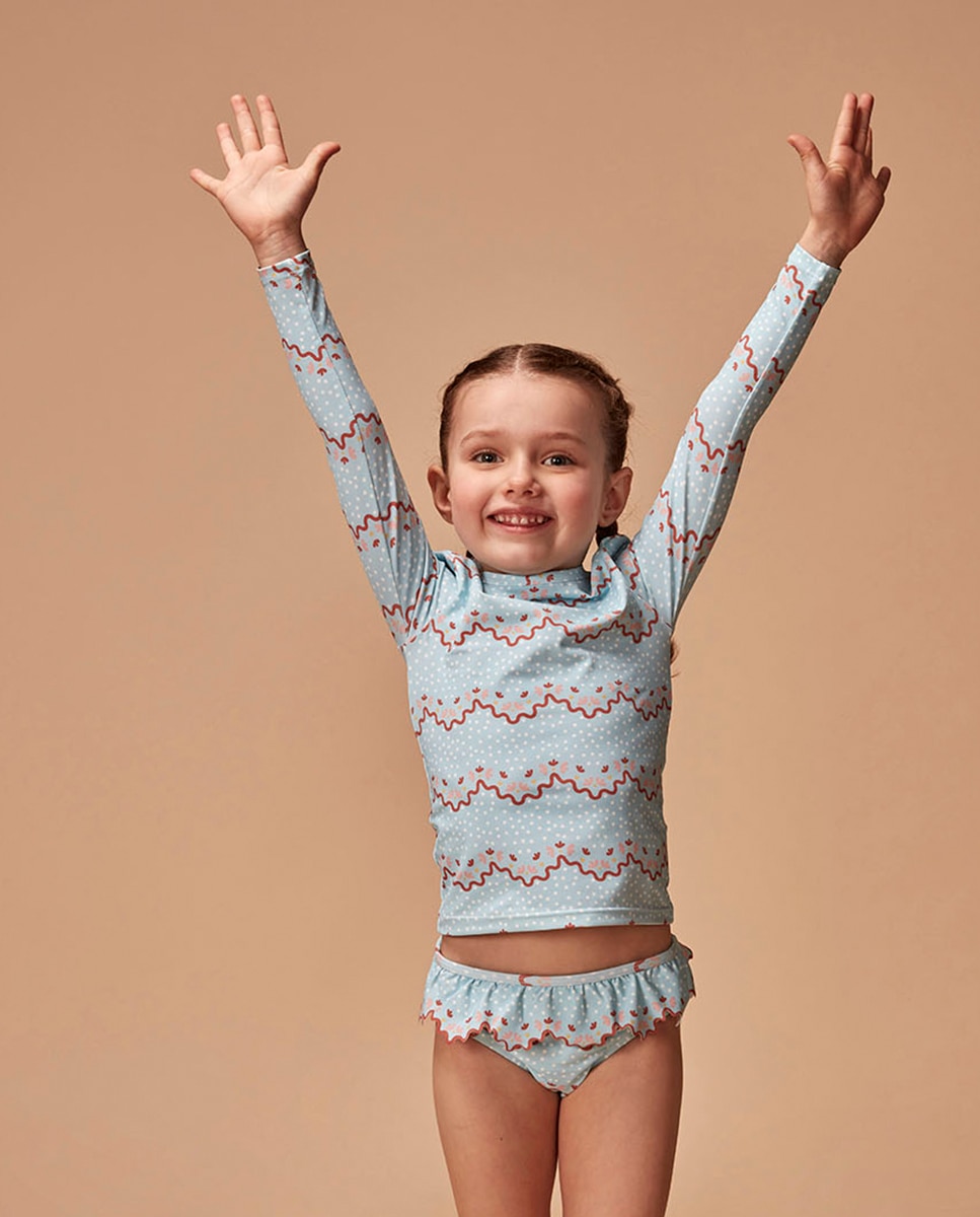 Cueca de Banho com Estampado de Ondas Gocco Azul-1
