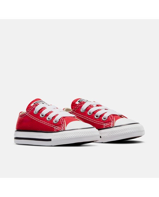 Sapatilhas casual baixas de bebé/criança Chuck Taylor All Star em lona Converse Vermelho-2