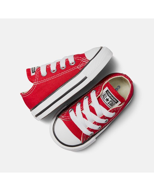 Sapatilhas casual baixas de bebé/criança Chuck Taylor All Star em lona Converse Vermelho-3