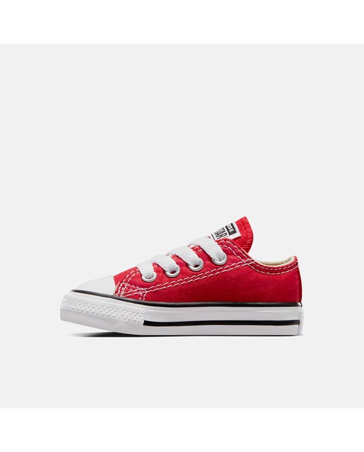 Sapatilhas casual baixas de bebé/criança Chuck Taylor All Star em lona Converse Vermelho-4