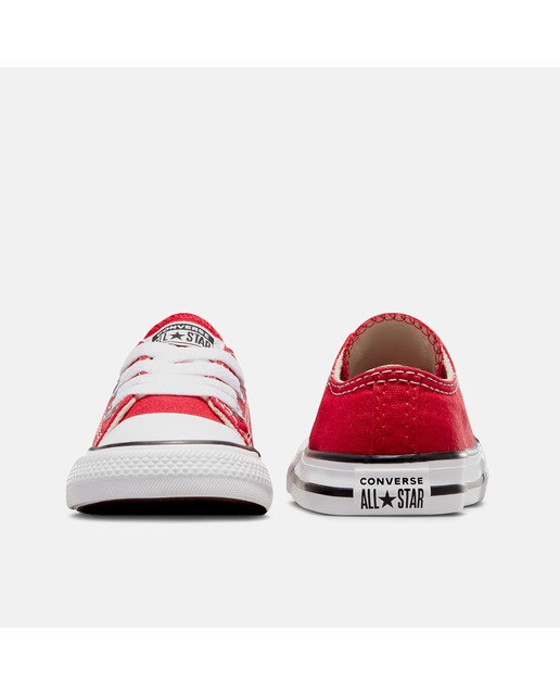 Sapatilhas casual baixas de bebé/criança Chuck Taylor All Star em lona Converse Vermelho-5