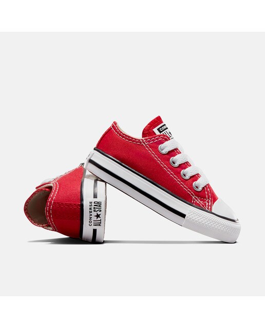 Sapatilhas casual baixas de bebé/criança Chuck Taylor All Star em lona Converse Vermelho-6