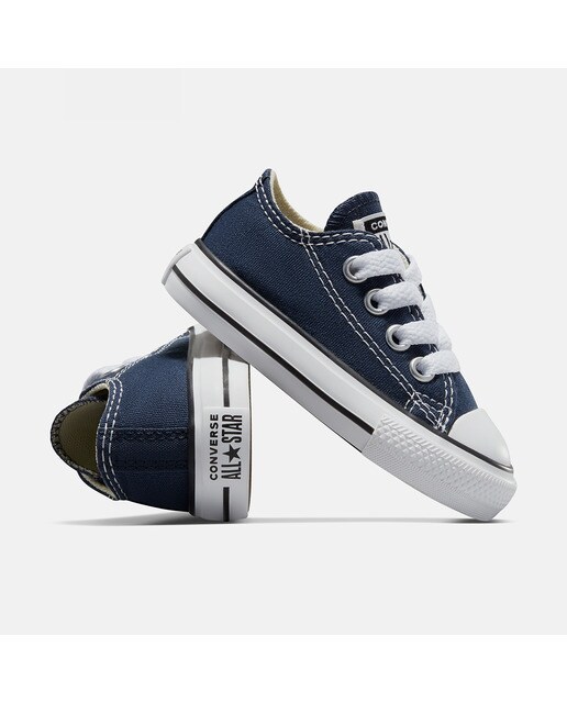 Sapatilhas casual baixas de bebé/criança Chuck Taylor All Star em lona Converse Azul-marinho-5