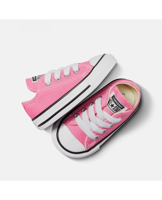 Sapatilhas casual baixas de bebé/criança Chuck Taylor All Star em lona Converse Rosa-2