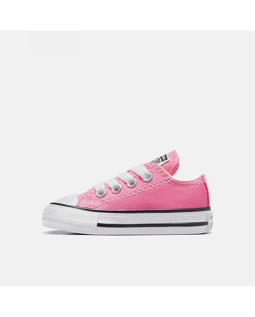 Sapatilhas casual baixas de bebé/criança Chuck Taylor All Star em lona Converse Rosa-4