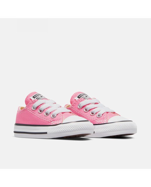 Sapatilhas casual baixas de bebé/criança Chuck Taylor All Star em lona Converse Rosa-5