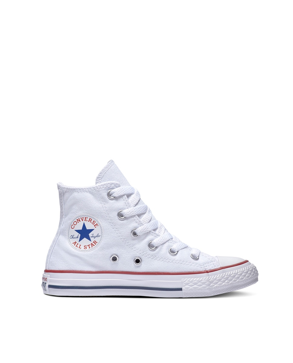 Sapatilhas altas casual de criança Chuck Taylor All Star em lona Converse Branco-1