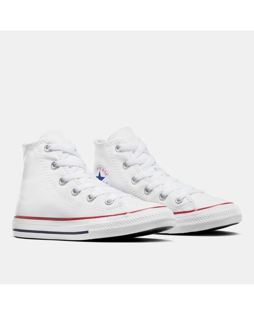 Sapatilhas altas casual de criança Chuck Taylor All Star em lona Converse Branco-2