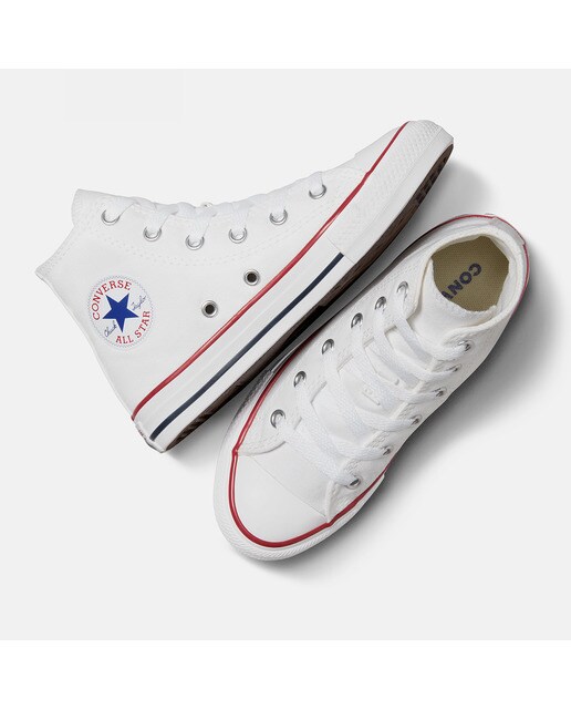 Sapatilhas altas casual de criança Chuck Taylor All Star em lona Converse Branco-3