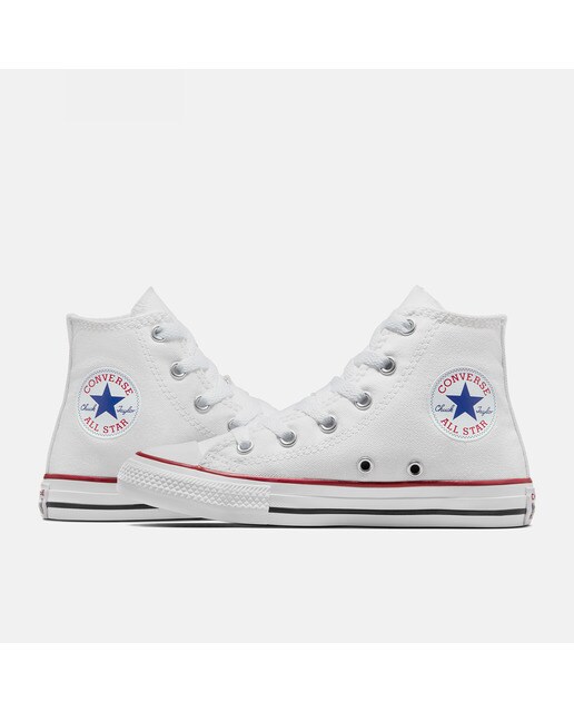 Sapatilhas altas casual de criança Chuck Taylor All Star em lona Converse Branco-6
