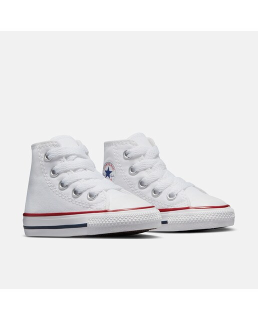 Sapatilhas casual altas de bebé/criança Chuck Taylor All Star em lona Converse Branco-2