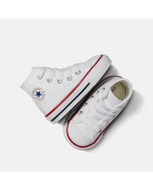 Sapatilhas casual altas de bebé/criança Chuck Taylor All Star em lona Converse Branco-3