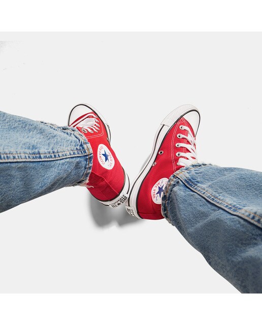 Sapatilhas altas casual unissexo Chuck Taylor All Star em lona Converse Vermelho-8