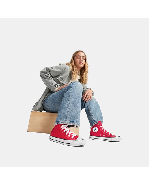 Sapatilhas altas casual unissexo Chuck Taylor All Star em lona Converse Vermelho-10