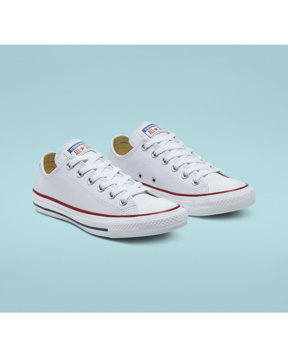Sapatilhas baixas casual unissexo Chuck Taylor All Star em pele Converse Branco-2