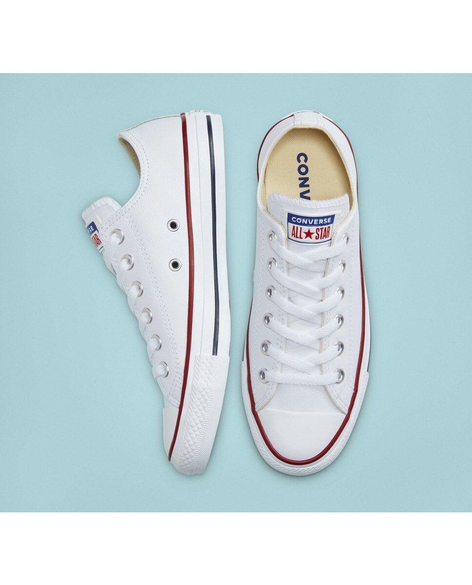 Sapatilhas baixas casual unissexo Chuck Taylor All Star em pele Converse Branco-3