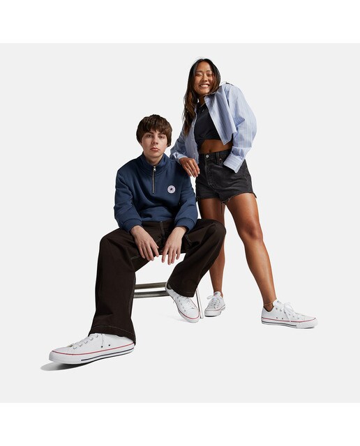 Sapatilhas baixas casual unissexo Chuck Taylor All Star em pele Converse Branco-8