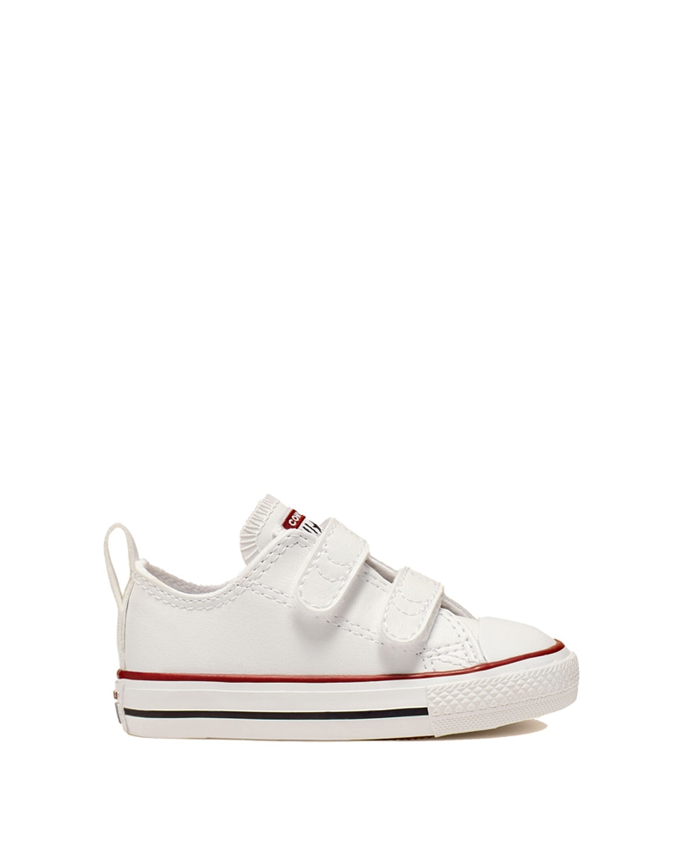 Sapatilhas casual baixas de bebé/criança Chuck Taylor All Star 2V em pele Converse Branco-1