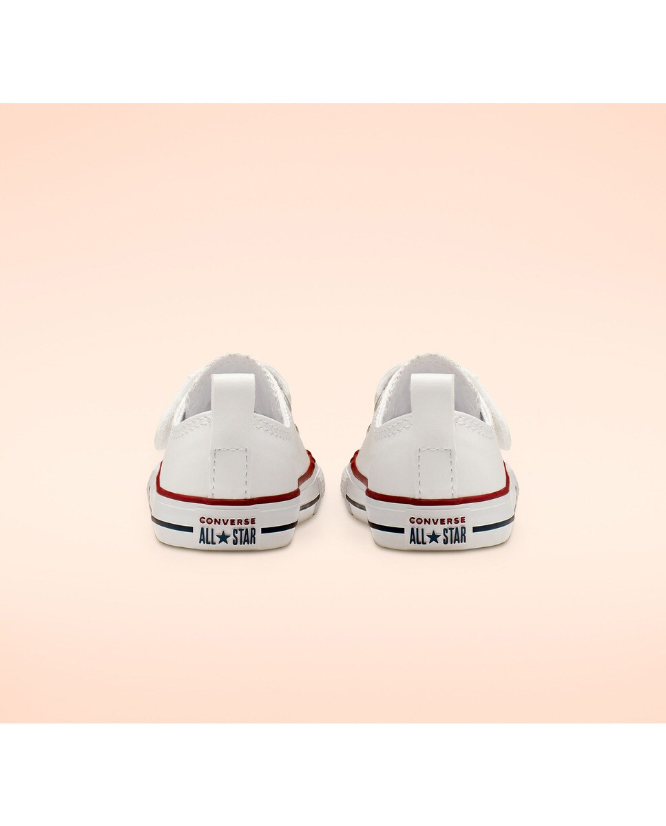 Sapatilhas casual baixas de bebé/criança Chuck Taylor All Star 2V em pele Converse Branco-5