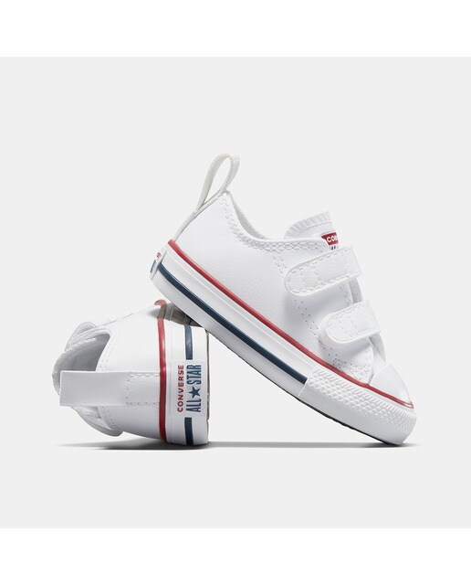 Sapatilhas casual baixas de bebé/criança Chuck Taylor All Star 2V em pele Converse Branco-6