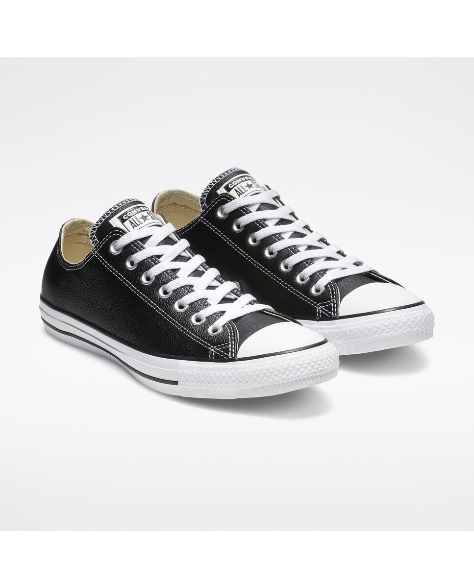 Sapatilhas baixas casual unissexo Chuck Taylor All Star em pele Converse Preto-2