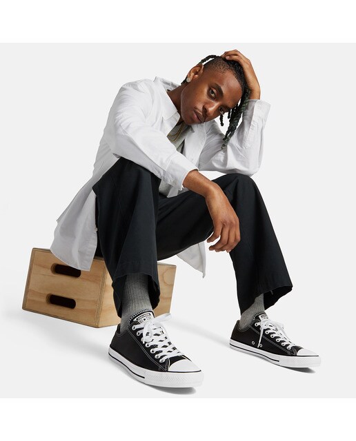 Sapatilhas baixas casual unissexo Chuck Taylor All Star em pele Converse Preto-8