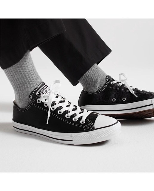 Sapatilhas baixas casual unissexo Chuck Taylor All Star em pele Converse Preto-10