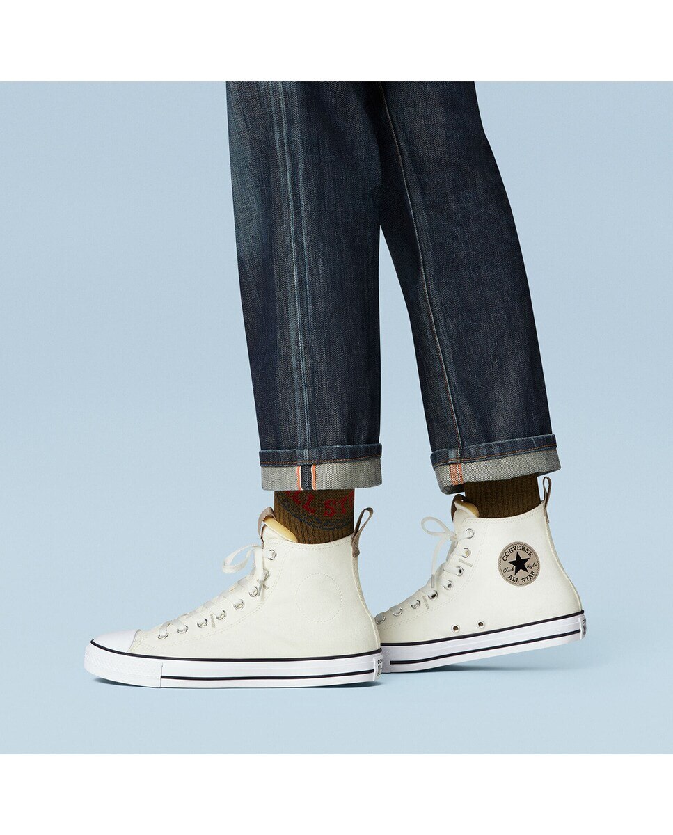 Sapatilhas Casual Altas Unissexo Chuck Taylor All Star Branco-marfim-4