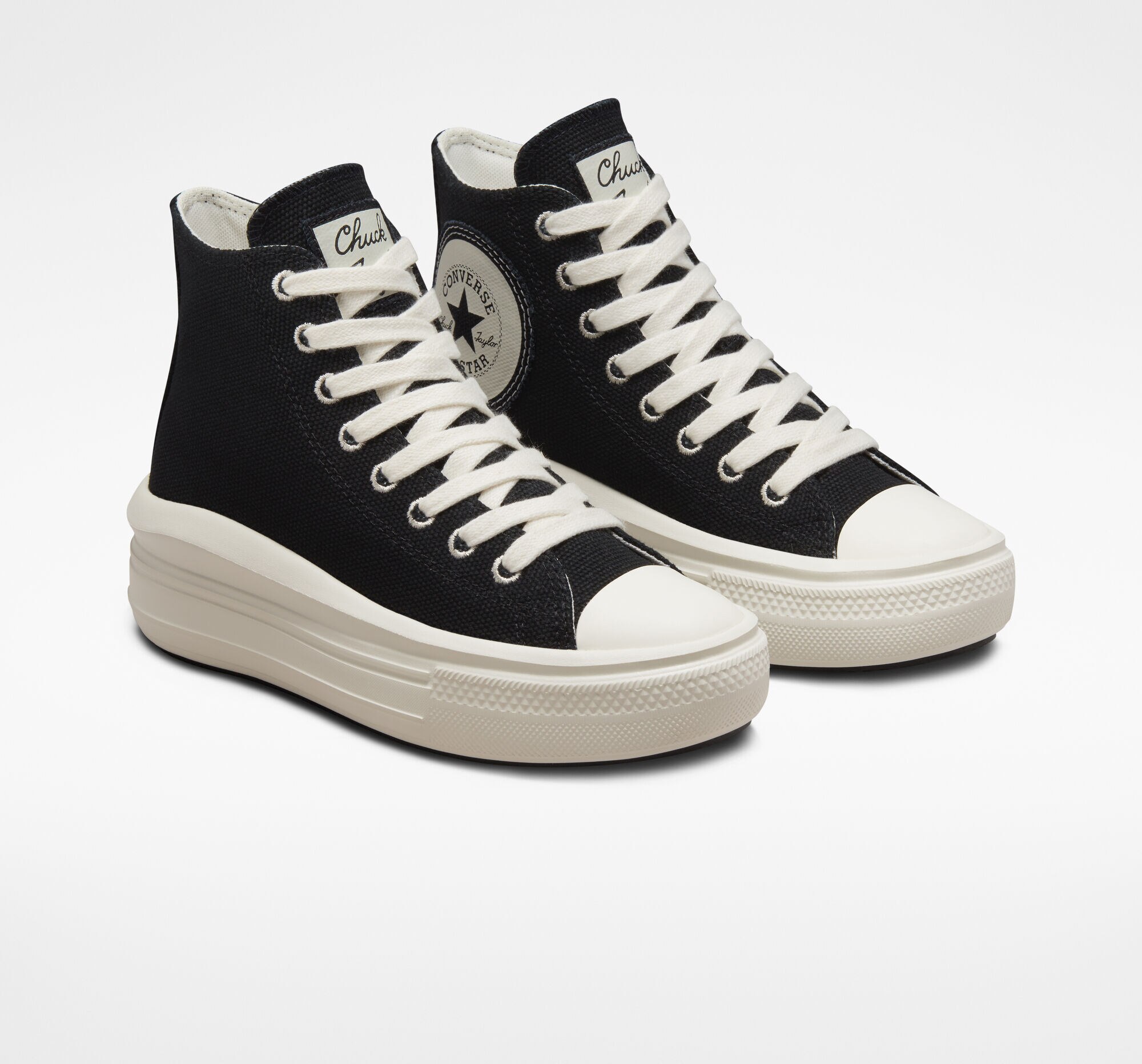 Sapatilhas Casual Altas de Mulher Chuck Taylor All Star Move Platform Oversized Patch Preto-2