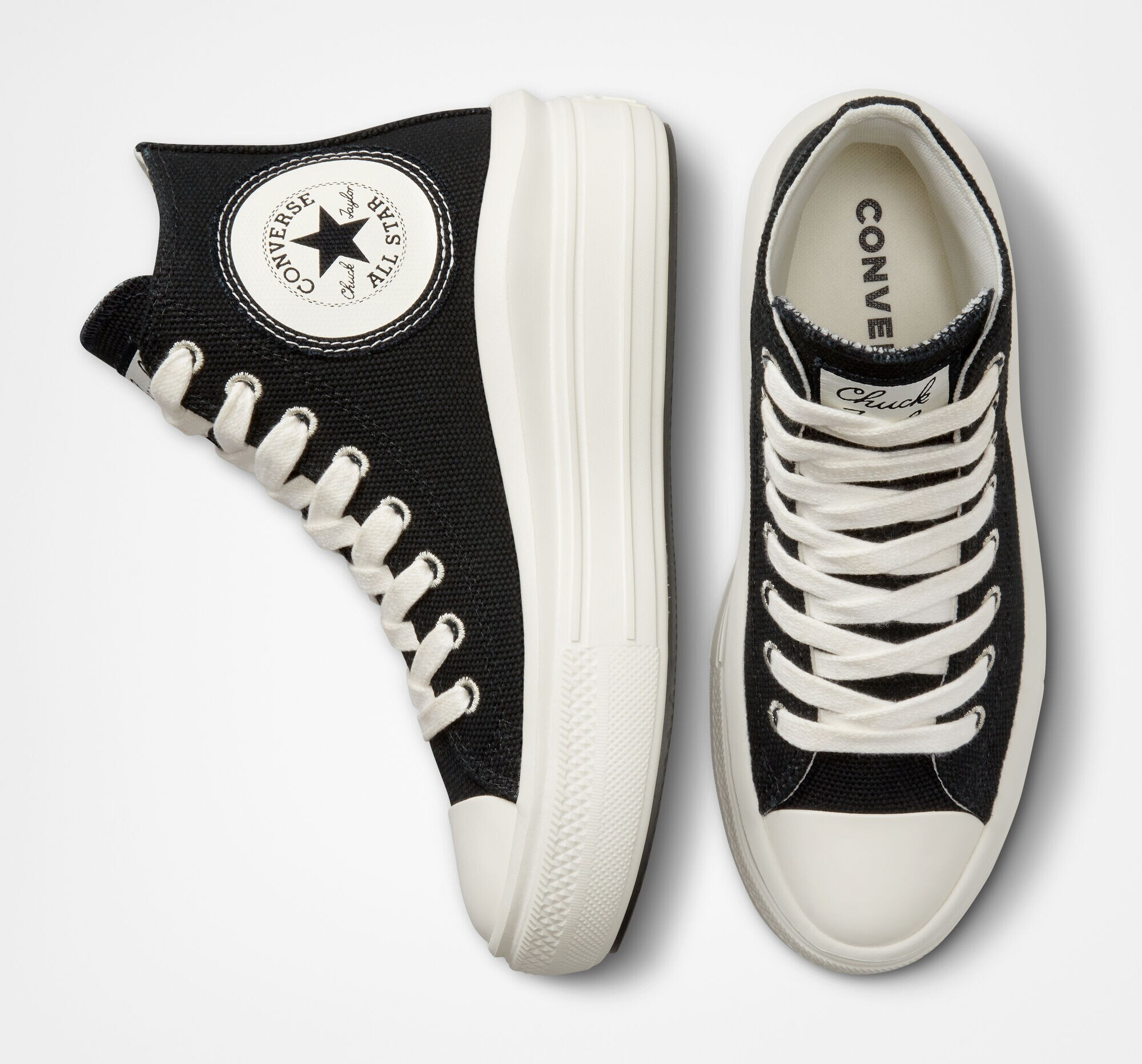 Sapatilhas Casual Altas de Mulher Chuck Taylor All Star Move Platform Oversized Patch Preto-3