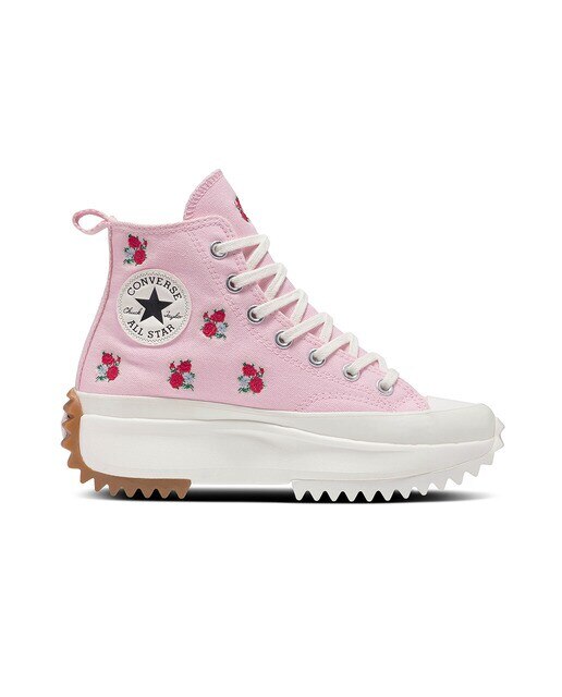 Sapatilhas Casual Altas Unissexo Run Star Hike Platform Embroidered Floral Rosa/Vermelho-1