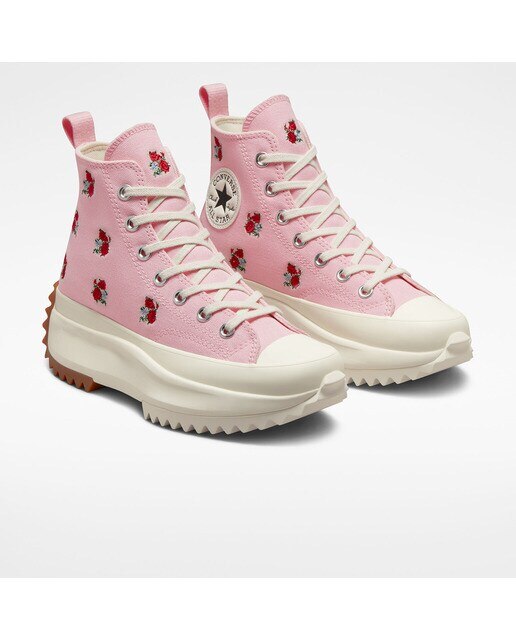 Sapatilhas Casual Altas Unissexo Run Star Hike Platform Embroidered Floral Rosa/Vermelho-2