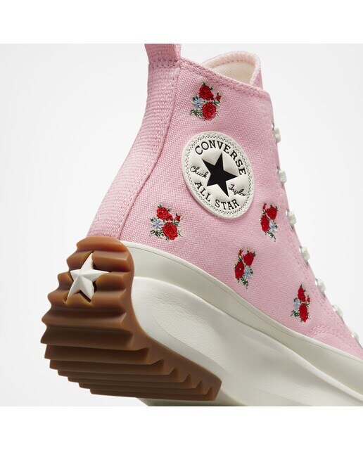 Sapatilhas Casual Altas Unissexo Run Star Hike Platform Embroidered Floral Rosa/Vermelho-7