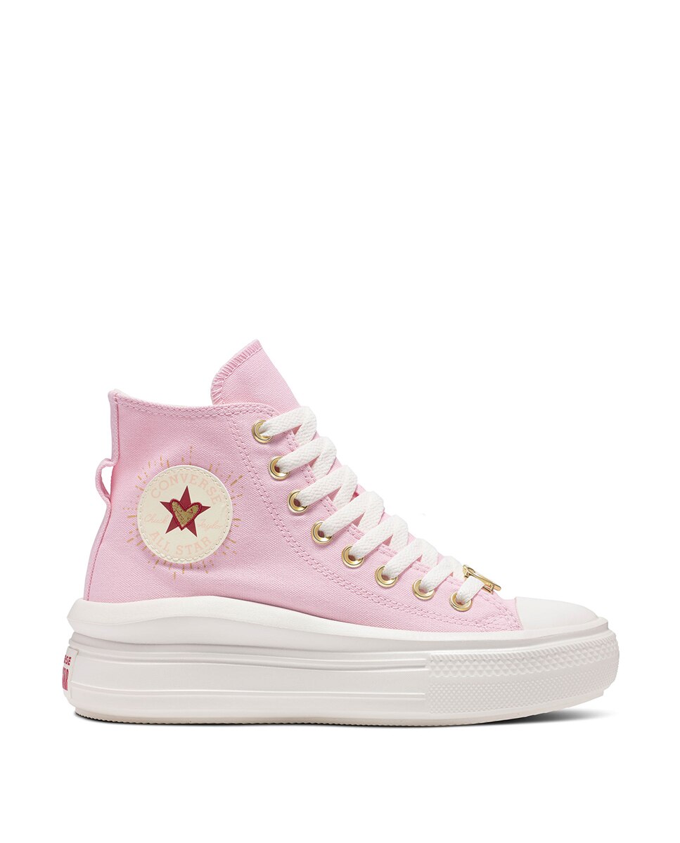 Sapatilhas Casual Altas de Mulher Chuck Taylor All Star Move Platform Hearts Rosa-1