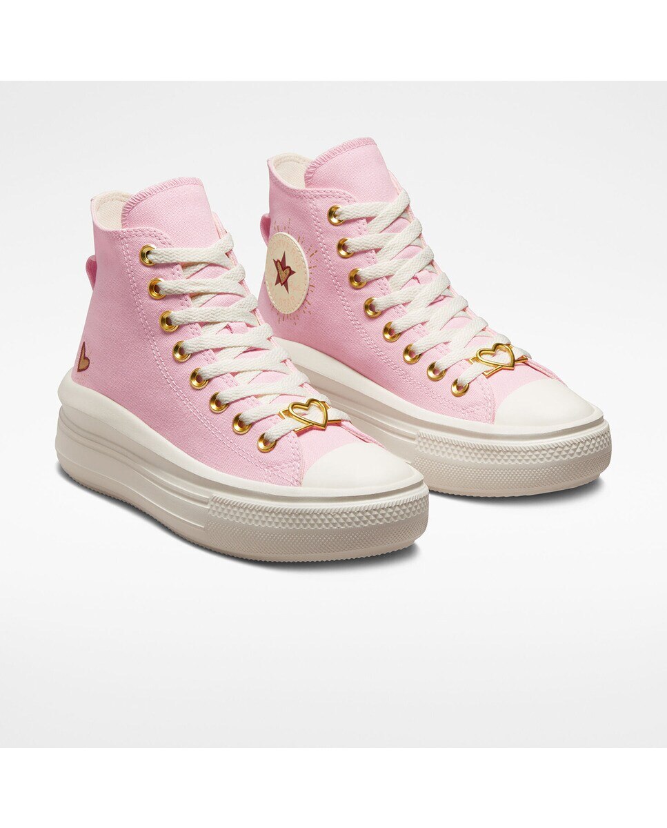 Sapatilhas Casual Altas de Mulher Chuck Taylor All Star Move Platform Hearts Rosa-2