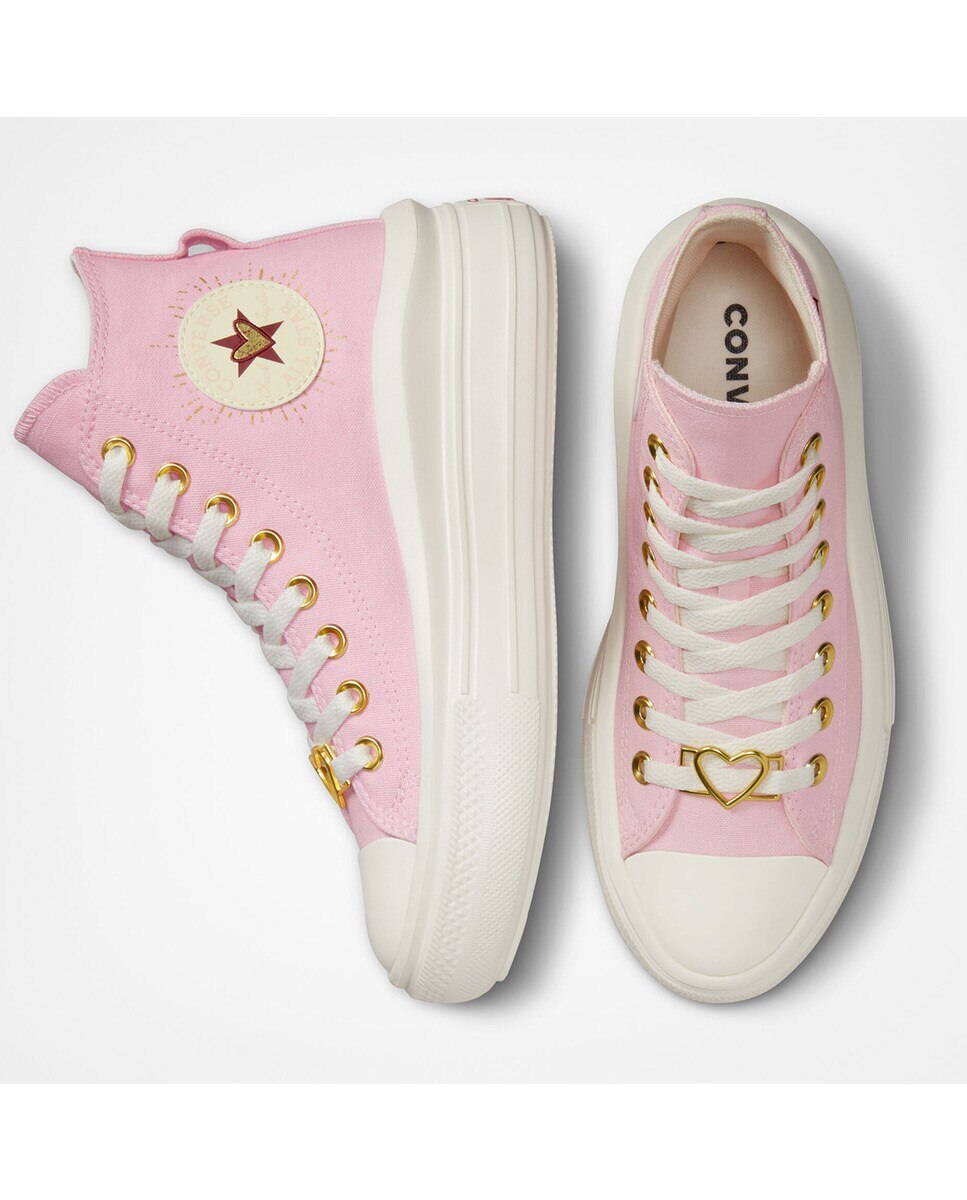 Sapatilhas Casual Altas de Mulher Chuck Taylor All Star Move Platform Hearts Rosa-3