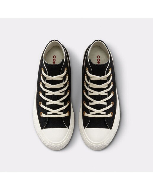 Sapatilhas Casual Altas de Criança Chuck Taylor All Star Lift Platform Hearts Preto / Dourado-3