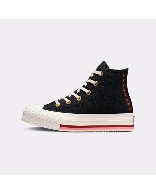 Sapatilhas Casual Altas de Criança Chuck Taylor All Star Lift Platform Hearts Preto / Dourado-4