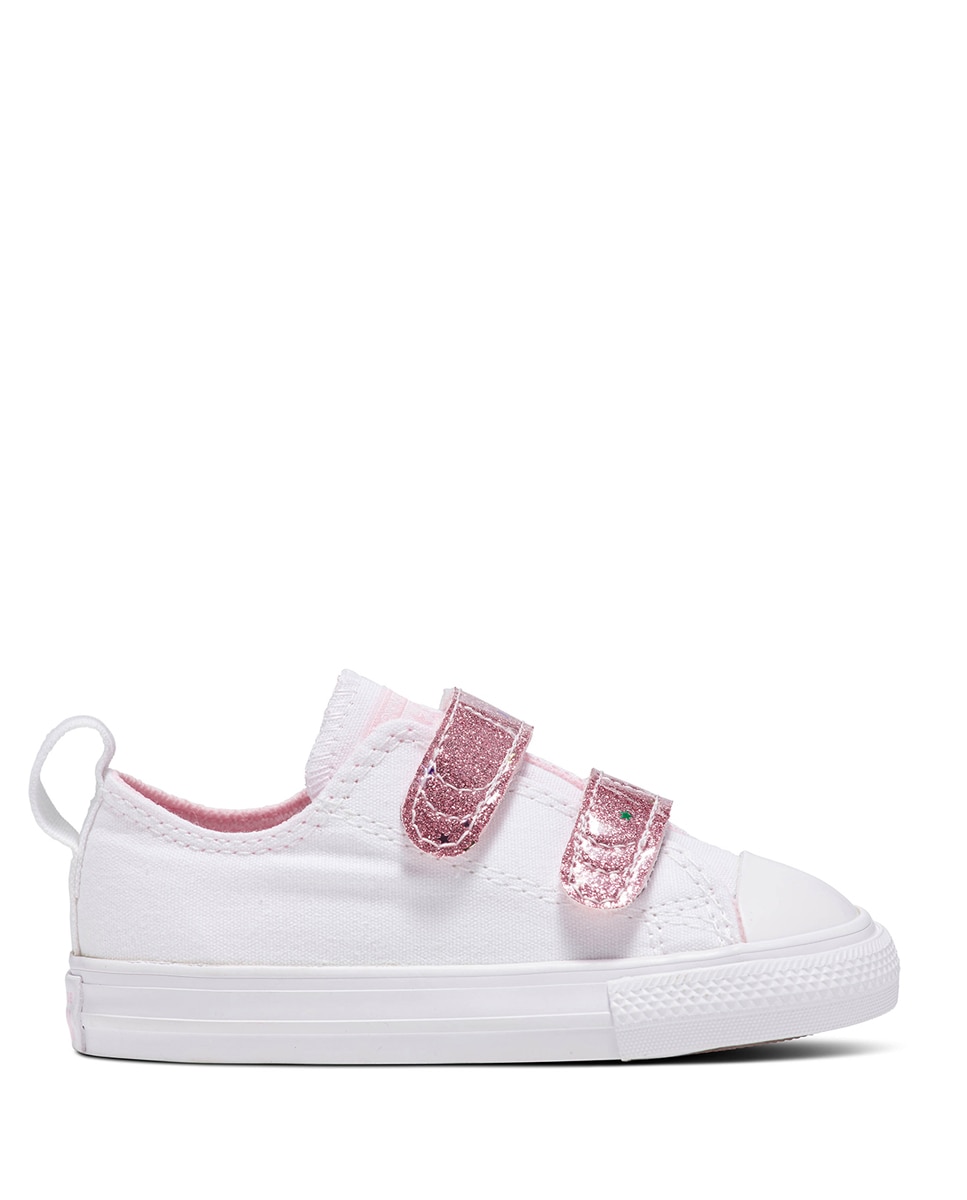 Sapatilhas Casual Baixas de Bebé Chuck Taylor All Star 2V Easy-On Glitter Strap Branco-1