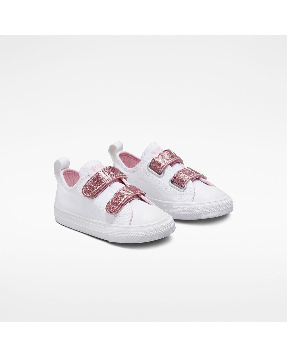 Sapatilhas Casual Baixas de Bebé Chuck Taylor All Star 2V Easy-On Glitter Strap Branco-2